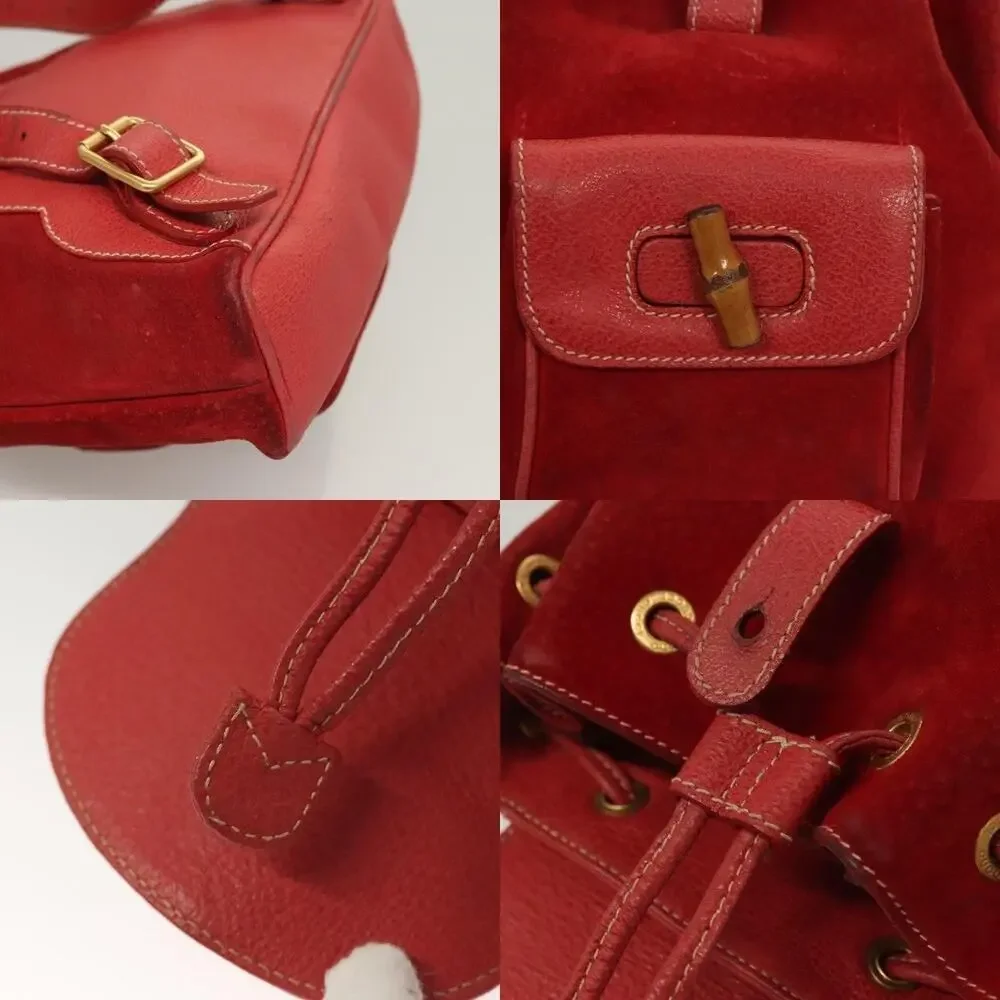 Gucci Bamboo Suede Backpack Red